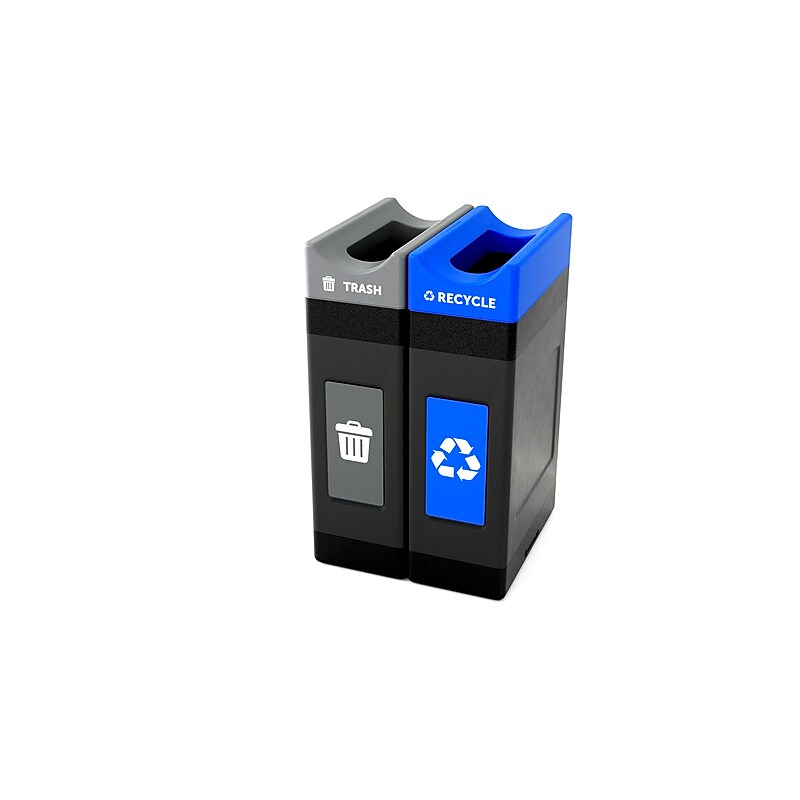 Commercial Zone Avante Series Polyethylene Dual-Stream Trash and Recycling Center, 60 Gallon, Black (787205MSA) image 1