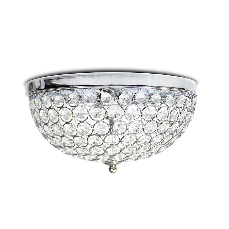 Elegant Designs Crystal 2 Light LED Flush Mount Ceiling Light, Chrome (FM1000-CHR) image 1