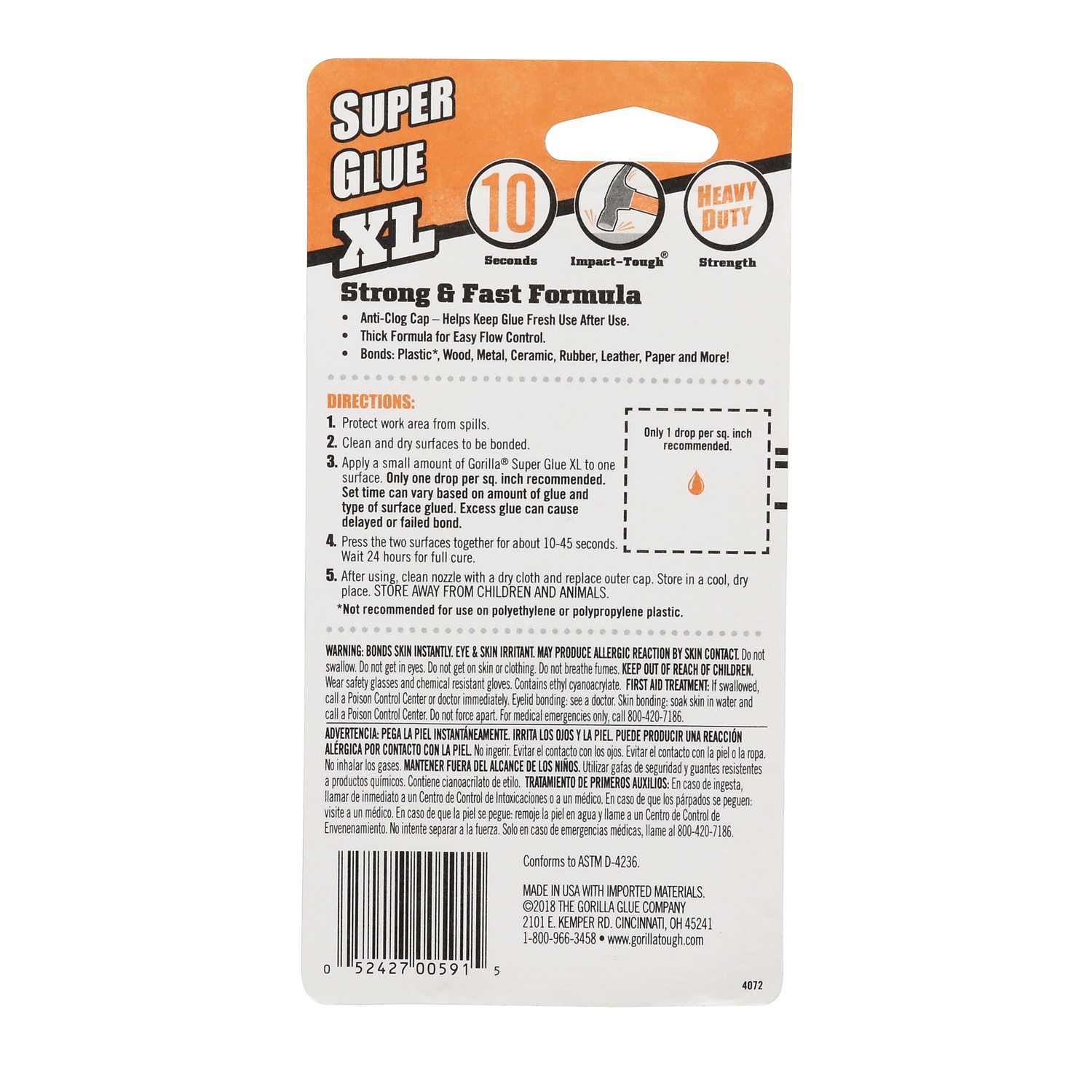 Gorilla XL Super Glue 0.88 oz. Clear (7400202) - Bild 4 von 6