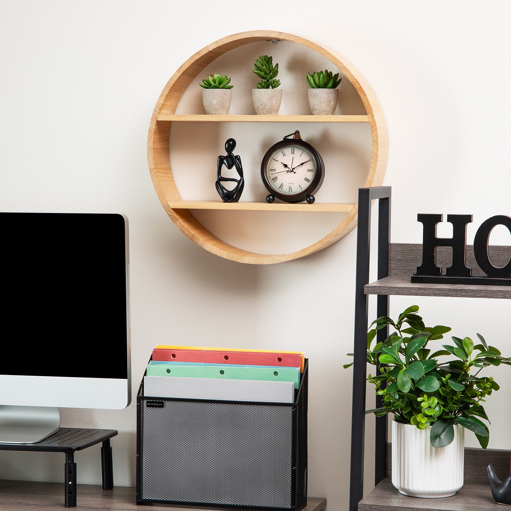 Mind Reader 2-Shelf Wall Decor Circular Floating Shelves, 18″ x 4″ x 18″, Brown (WWALLCIR-BRN) Sansujyuku sansujyuku.com