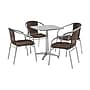 Flash Furniture Lila 23.5" Square Metal Table Set with 4 Rattan Chairs, Dark Brown (TLH24SQ020CHR4)~#|#~AED72559-5BB1-43FB-98D64DBC086B0FD4_sc7