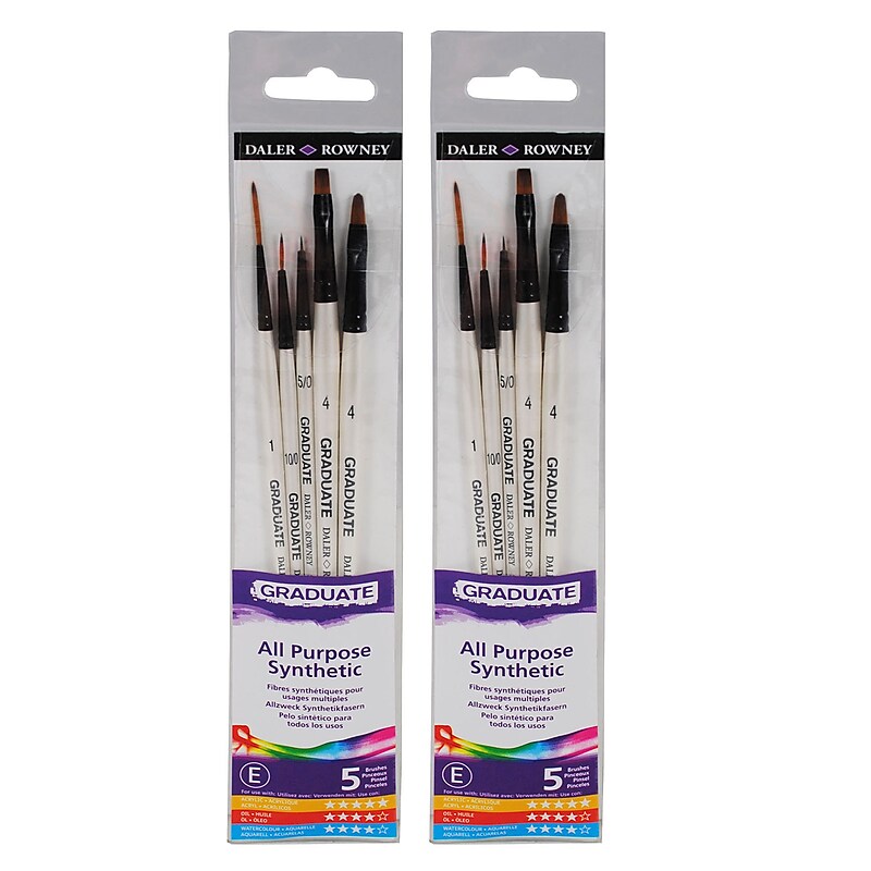 Daler-Rowney Graduate Synthetic Detail Brushes, 5/Set, 2 Sets/Bundle (DRWD212550003-2) image 1