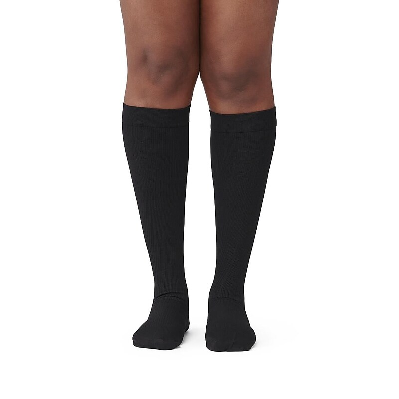 Curad 15-20mmHg Knee High Compression Socks, Black, A Size, Regular Length (MDS1716ABH) image 1