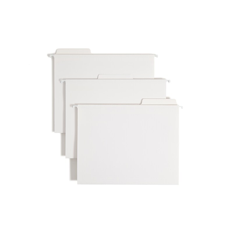 Smead FasTab Recycled Hanging File Folder, 1-Tab, Letter Size, White, 20/Box (64002) image 1