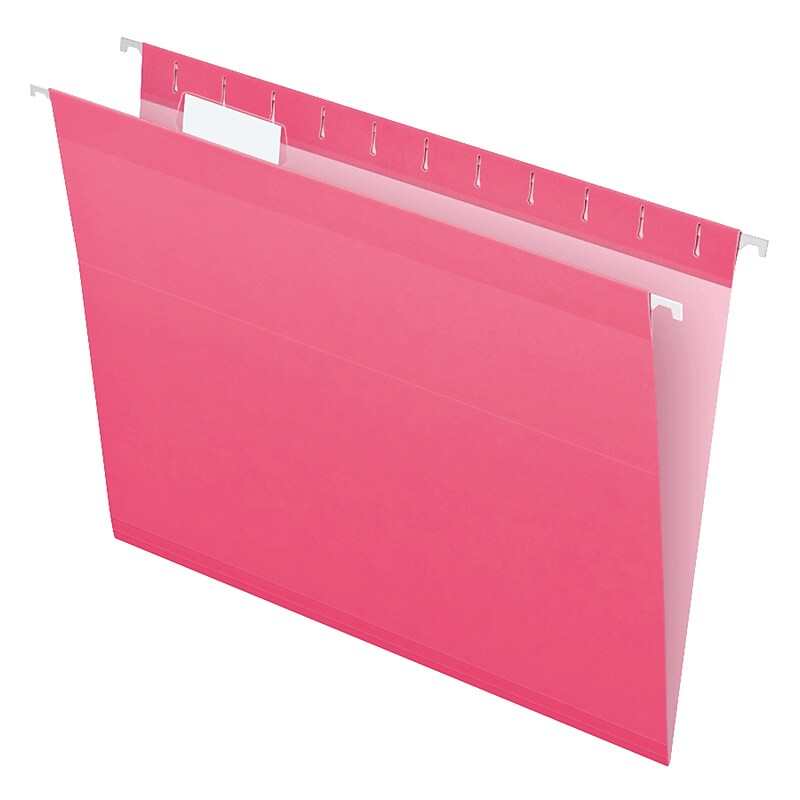 Pendaflex Reinforced Hanging File Folders, 1/5 Tab, Letter Size, Pink, 25/Box (04152 1/5 PIN) image 1