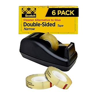 Scotch Permanent Double Sided Tape w/Desktop Dispenser,  1/2" x 25 yds., 1" Core, 6 Rolls (MMM6656PKC40)
