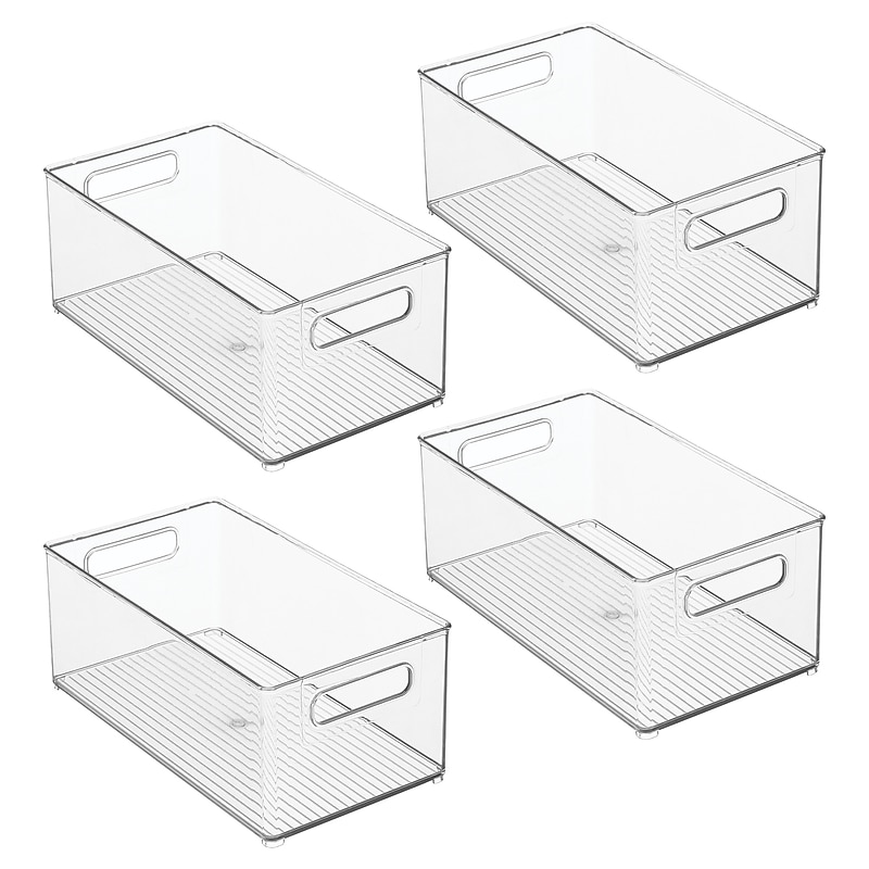 iDESIGN Medium Stackable Plastic Storage Bin, Clear, 4/Pack (29015M4) image 1