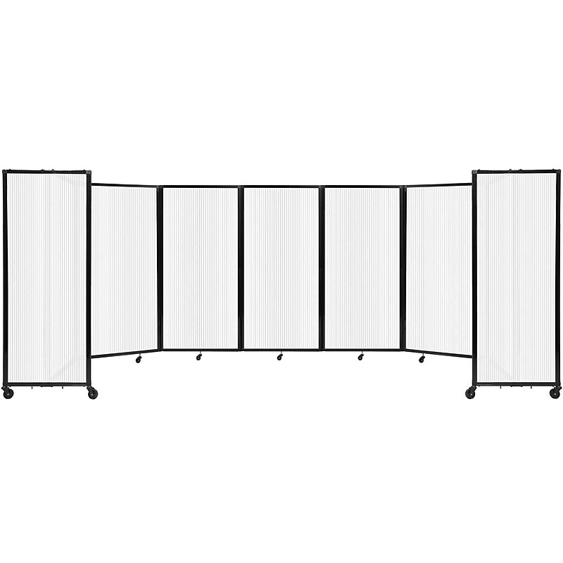 Versare The Room Divider 360 Freestanding Folding Portable Partition, 72"H x 234"W, Opal Fluted Polycarbonate (1272706) image 1