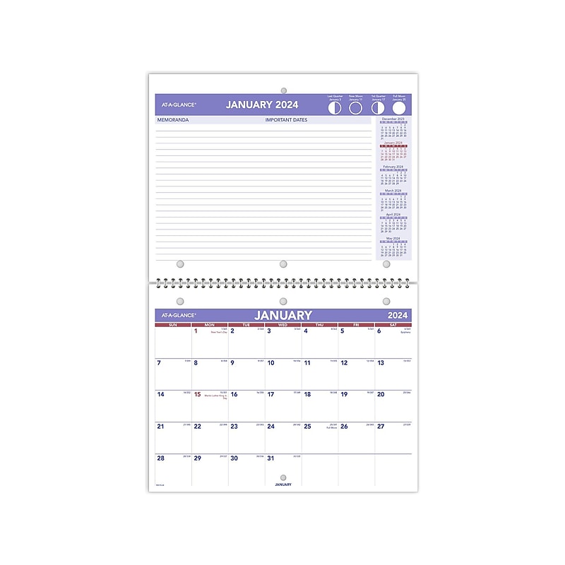 2024 AT-A-GLANCE 11" x 8.5" Monthly Wall Calendar (PM170-28-24) image 1
