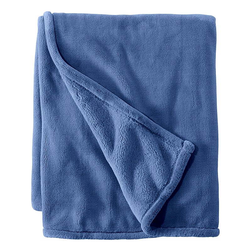 L.L.Bean Wicked Plush Throw, Extra Large, Deep Blue (0SAG302000) image 1
