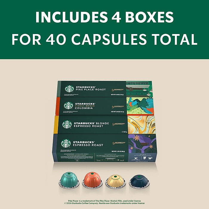 Nespresso Starbucks Coffee & Espresso Variety Pack Coffee