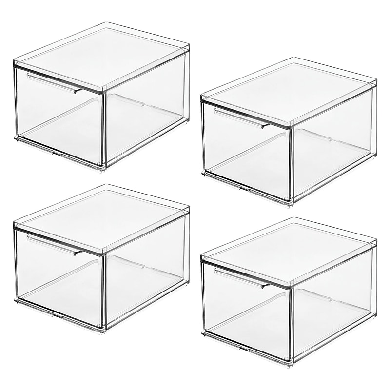 iDESIGN Stackable Storage Drawer, Plastic, Clear, 4/Pack (29203M4) image 1