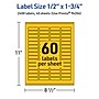 Avery Laser/Inkjet Rectangle Multipurpose Labels, 0.5" x 1.75", Bright Yellow, 2400/Pack (94204)~#|#~AF0438FC-4716-4A24-81FF327B3F347724_sc7