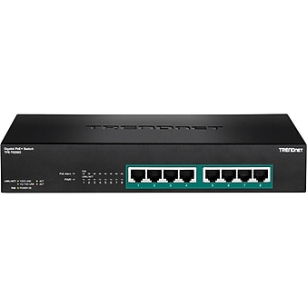 TRENDnet 8 Gigabit Ethernet PoE Unmanaged Switch, 16 Gbps, Black (TPE-TG80F)