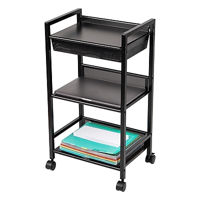 Mind Reader 3-Tier Metal Cart with Covered Compartment - Thumbnail 3