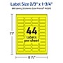 Avery Rectangle Multipurpose Labels, 2/3" x 1-3/4", Neon Yellow, 880/Pack (94209)~#|#~AF0D7E3E-8762-4ABB-B36071E5FE9DAA63_sc7