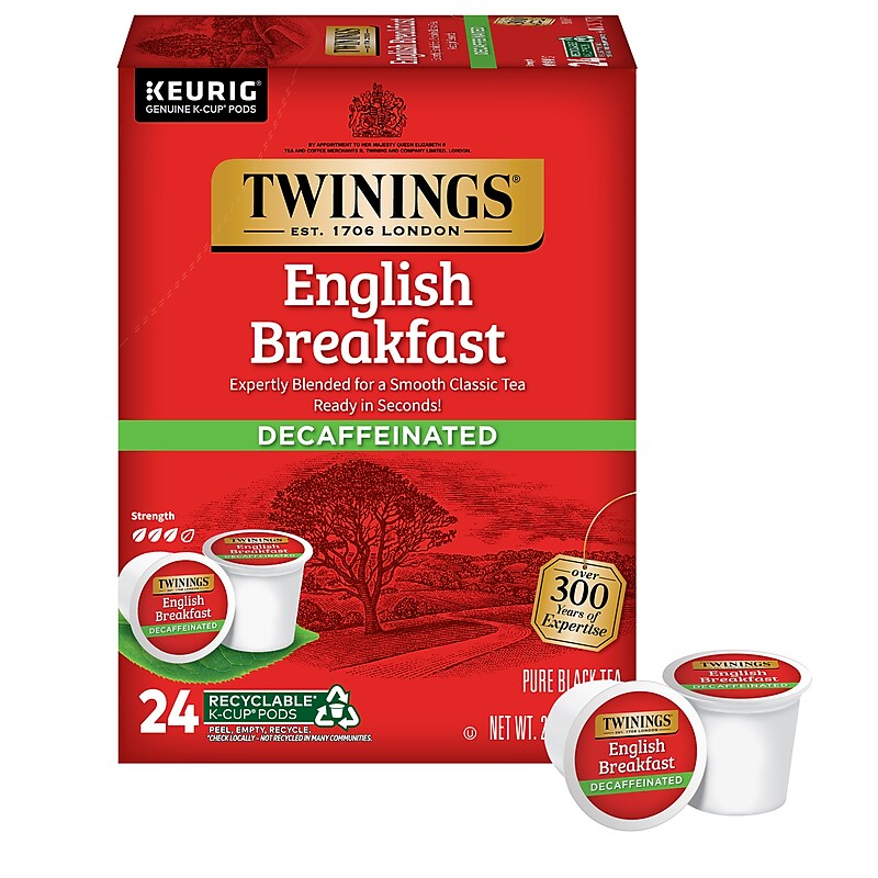 Twinings English Breakfast Decaf Black Tea, Keurig® K-Cup® Pods, 24/Box (TNA85784) image 1