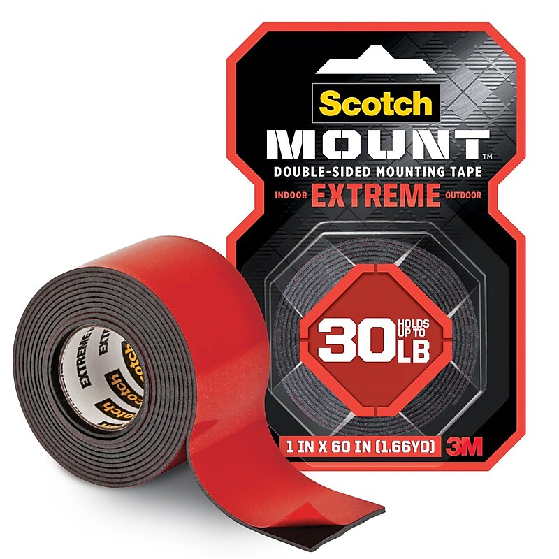 Scotch-Mount Extreme Double-Sided Mounting Tape, 1" x 60", 1 Roll, Black (414P) image 1