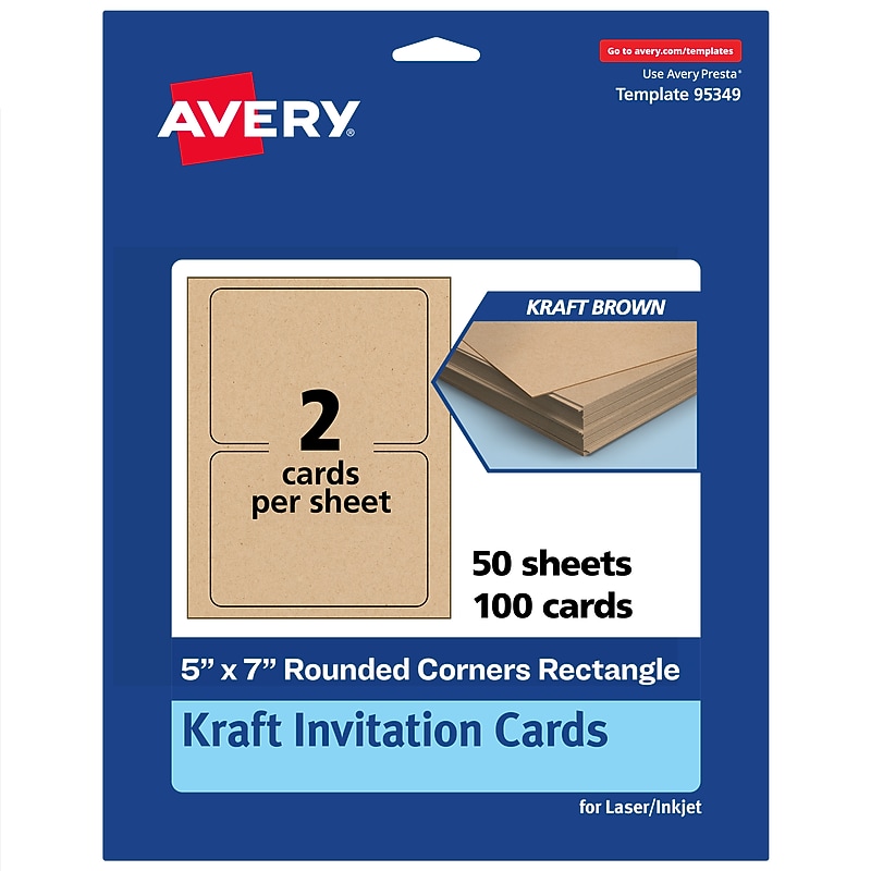 Avery Integrated Cards, 5" x 7", Matte Kraft Brown, 100/Box (95349) image 1