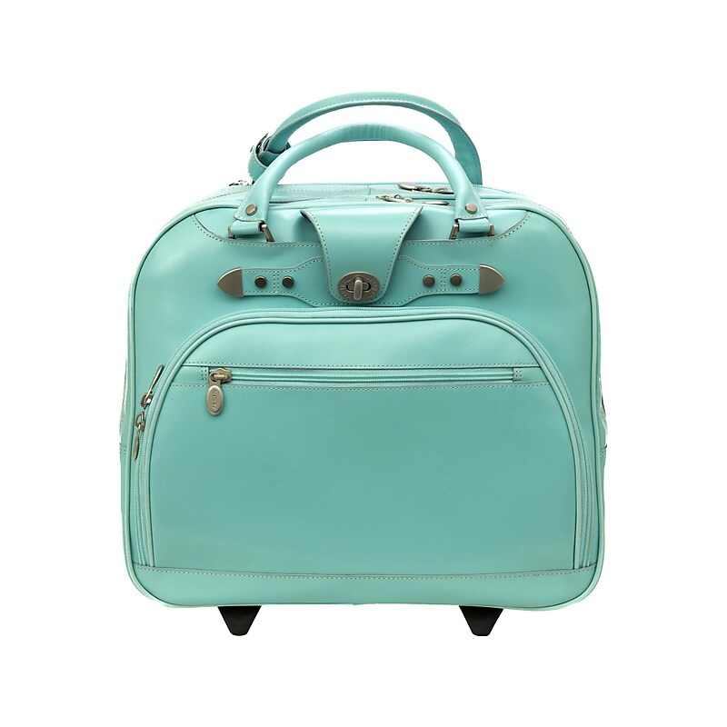 McKleinUSA REDWOOD 15" Leather Rolling Laptop Bag, Aqua Blue (99698) image 1