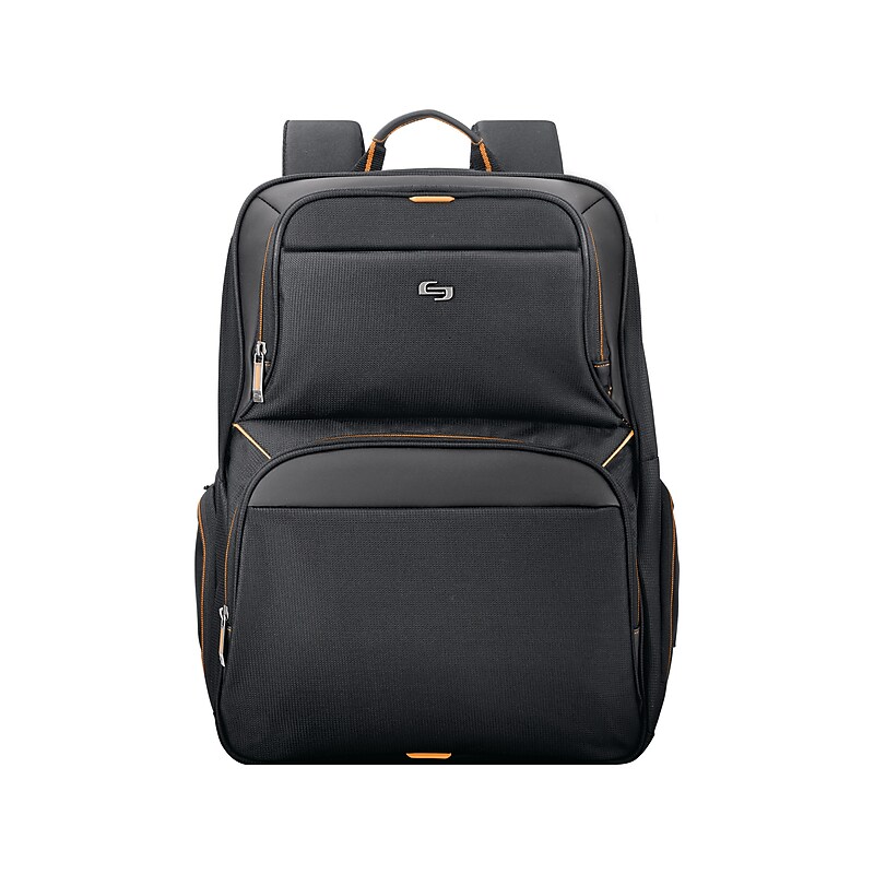 Solo New York Ambition Travel Laptop Backpack, Large, Black/Orange (UBN722-4) image 1