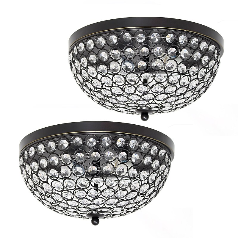 Lalia Home Crystal Glam 2 Light Ceiling LED Flush Mount, Restoration Bronze, 2/Set (LHM-2000-RZ-2PK) image 1