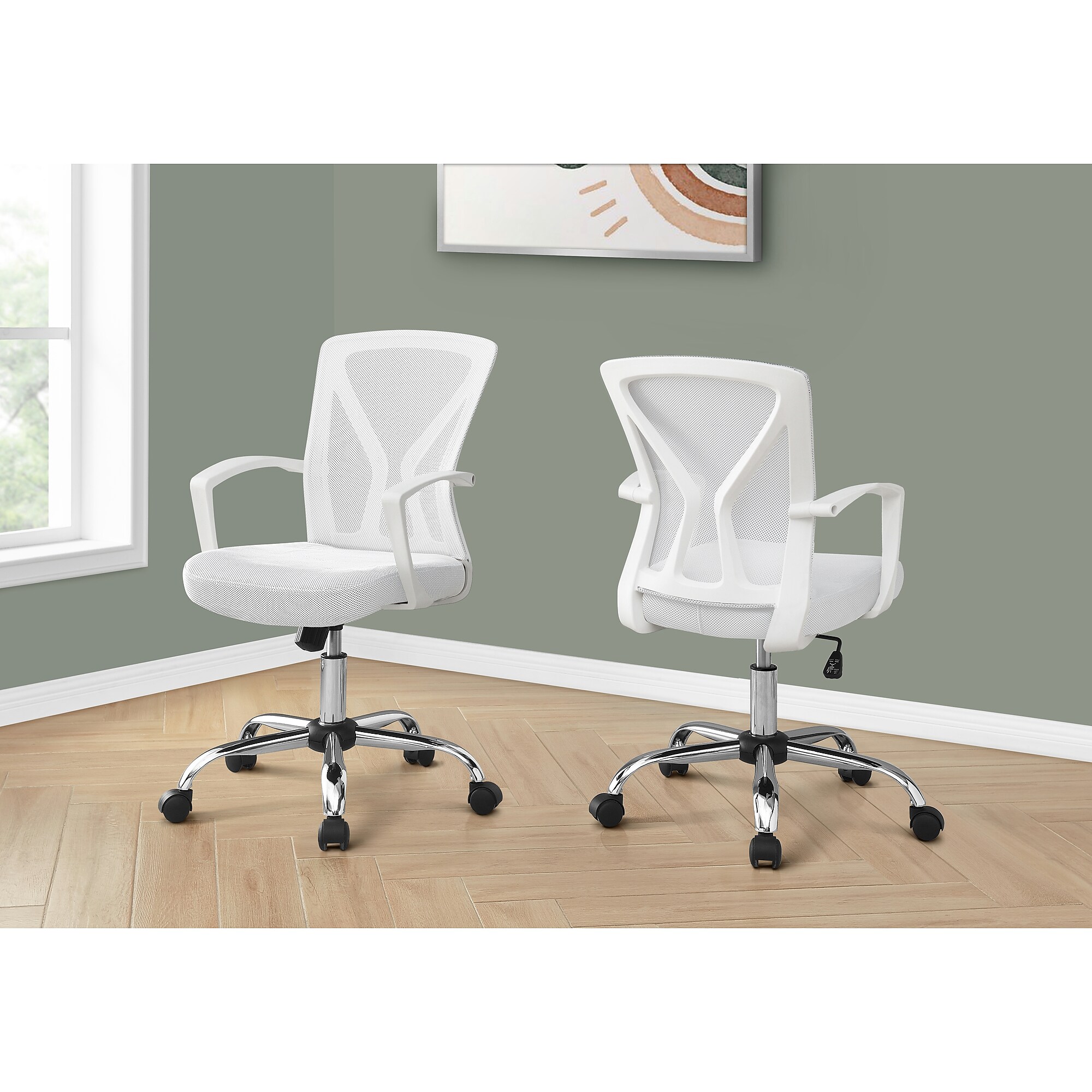 Monarch Specialties Inc. Ergonomic Mesh Swivel Computer and Desk Chair, White (I 7462) Sansujyuku sansujyuku.com