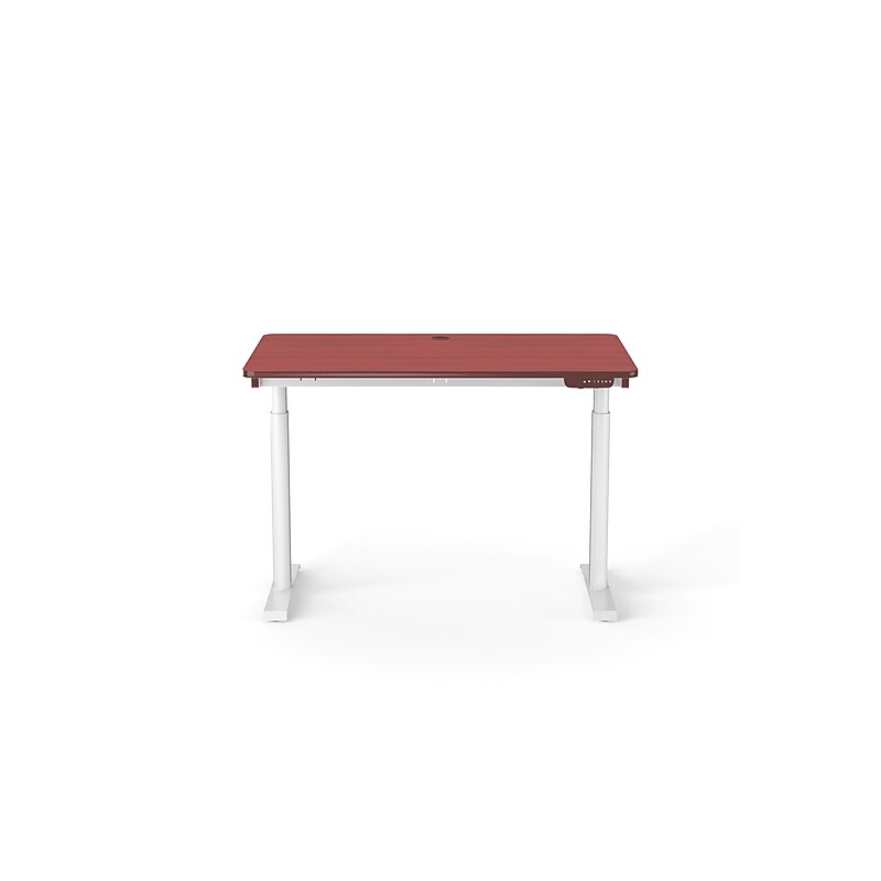 VersaDesk PowerLift 48"W Electric Rectangular Adjustable Standing Desk, Cherry/White (PLSDR4830-WC-APP ) image 1