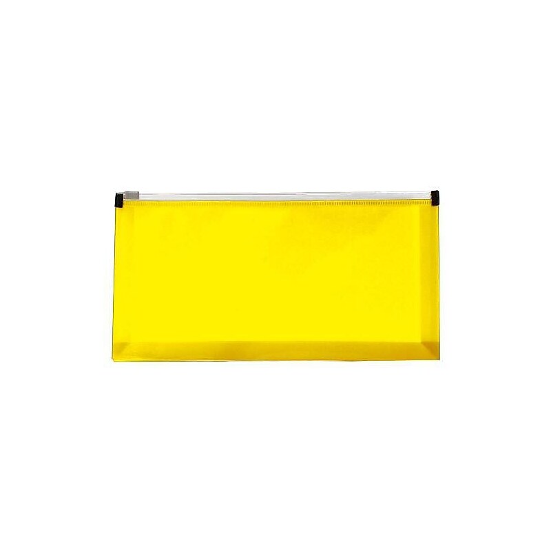 JAM Paper Premium Plastic Expanding Wallet with Zipper Closure, 5" x 10", Yellow, 3/Pack (921Z1YEX3) image 1