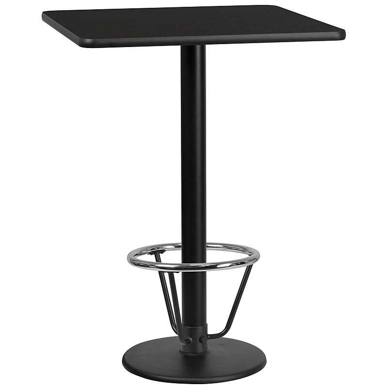 Flash Furniture Square Laminate Table Top with Round Base, 30" x 30", Black (XUBK3030TR18B3F) image 1