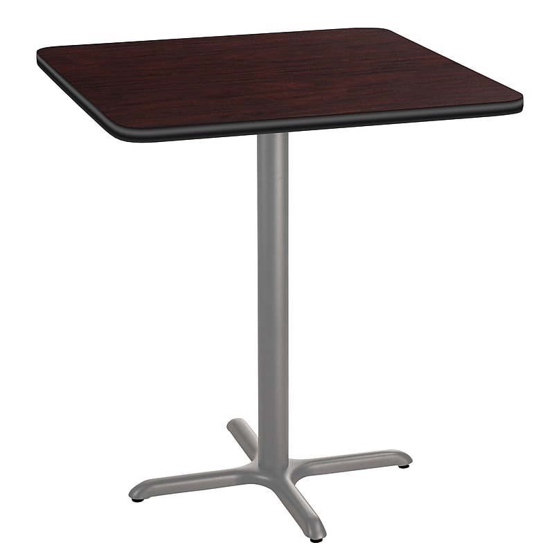 NPS CT Series 36" Square 42" Height Cafe Table, X Base, Grey Frame/Mahogany Top (CTG33636XBPBTMMY) image 1