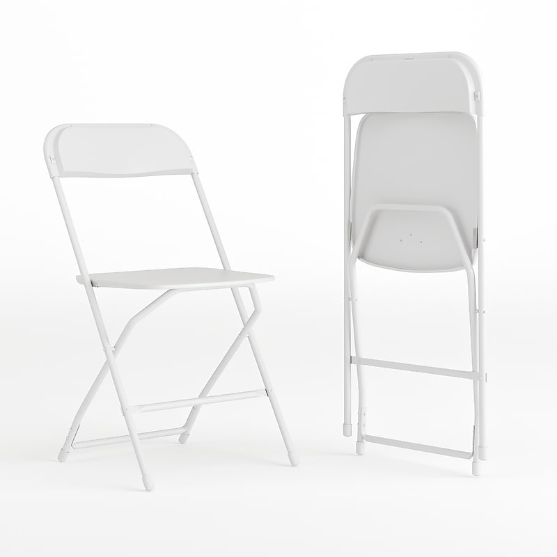 Flash Furniture HERCULES Plastic Folding Chair, White, 2 Pack (2LEL3WHITE) image 1