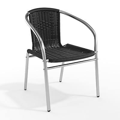 Flash Furniture Lila Aluminum/Rattan Stacking Chair, Black (TLH020BK) Simolary simolary.com
