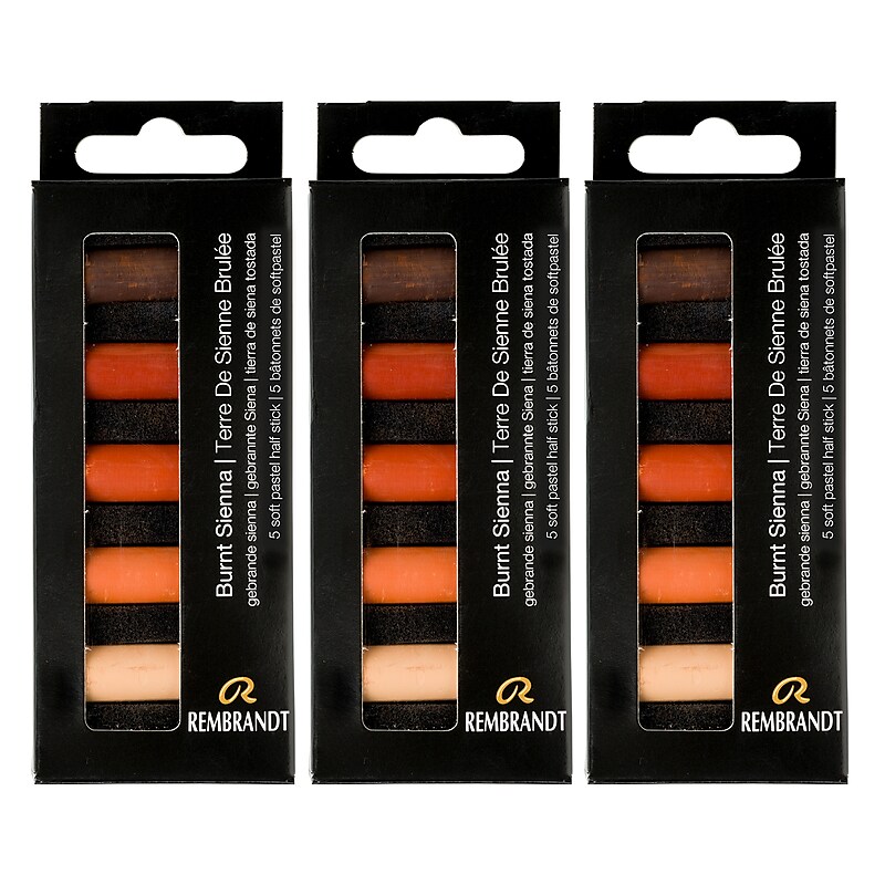 Rembrandt Soft Pastels Micro Sets, Burnt Sienna, 5/Set, 3 Sets/Bundle (RBX31820512-3) image 1