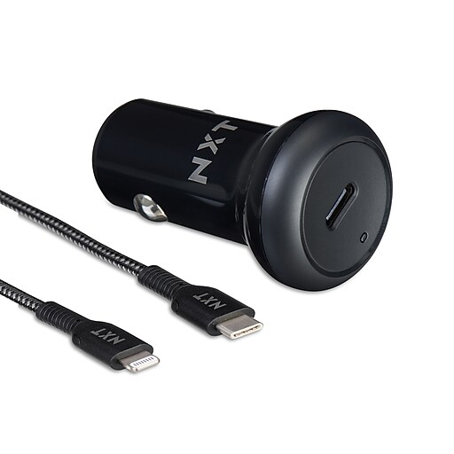 NXT Technologies™ USBC Car Charger with Lightning Cable for iPhone