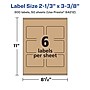Avery Laser/Inkjet Multipurpose Labels, 2.33 x 3.375", Kraft Brown, 6 Labels/Sheet, 50 Sheets/Pack (19479391928)~#|#~AF684940-78EB-49EA-9360DD0F1B9582EB_sc7