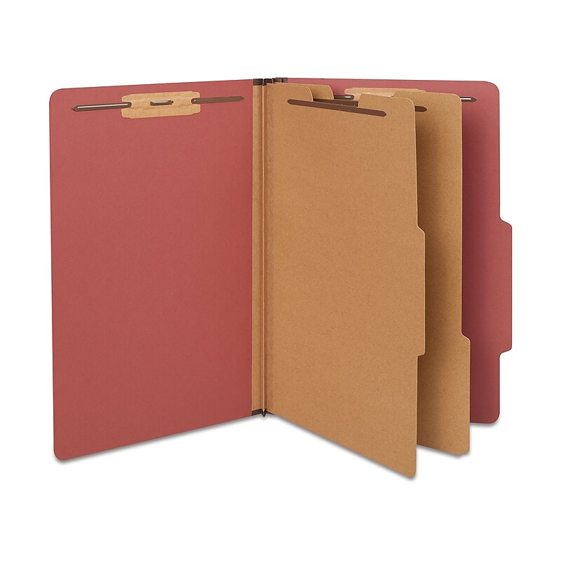 Staples® 100% Recycled Classification Folder, 2-Dividers, 2 1/2" Expansion, Legal Size, Red, 20/Box (ST614619/614619) image 1