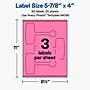 Avery Laser/Inkjet Sealing Labels, 5-7/8" x 4", Bright Pink, 60 Labels/Pack (19479370797)~#|#~AF79B980-98C1-4DC6-85944504D041589B_sc7