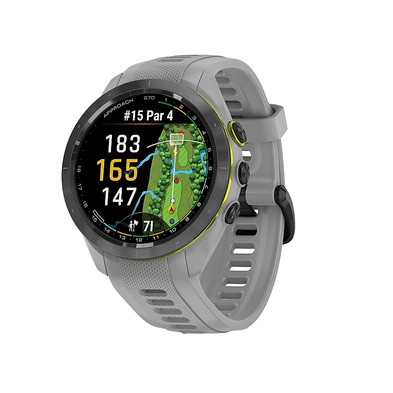 Garmin Approach S70 Golf Smartwatch, GPS, 42mm, Black Ceramic Bezel, Powder Gray Silicone Band (010-02746-01) image 1