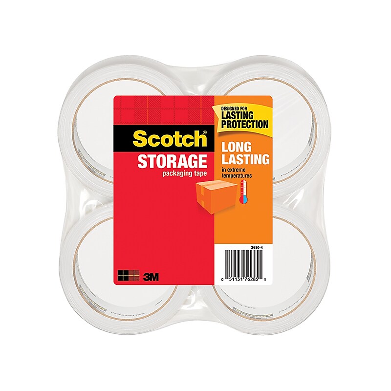 Scotch Long Lasting Storage Packing Tape, 1.88" x 54.6 yds., Clear, 4 Pack (3650-4) image 1