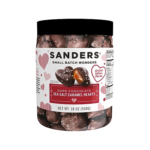 Sanders Small Batch Wonders Miniatures Seal Salt Caramel Hearts Dark
