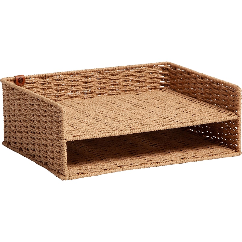 U Brands Paper Rope Front Loading Letter Tray, Letter Size, Brown (6085U01-06) image 1