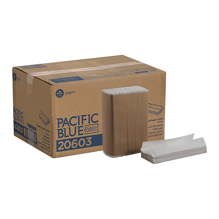 Pacific Blue Basic C-Fold Paper Towels, 1-ply, 240 Sheets/Pack, 10