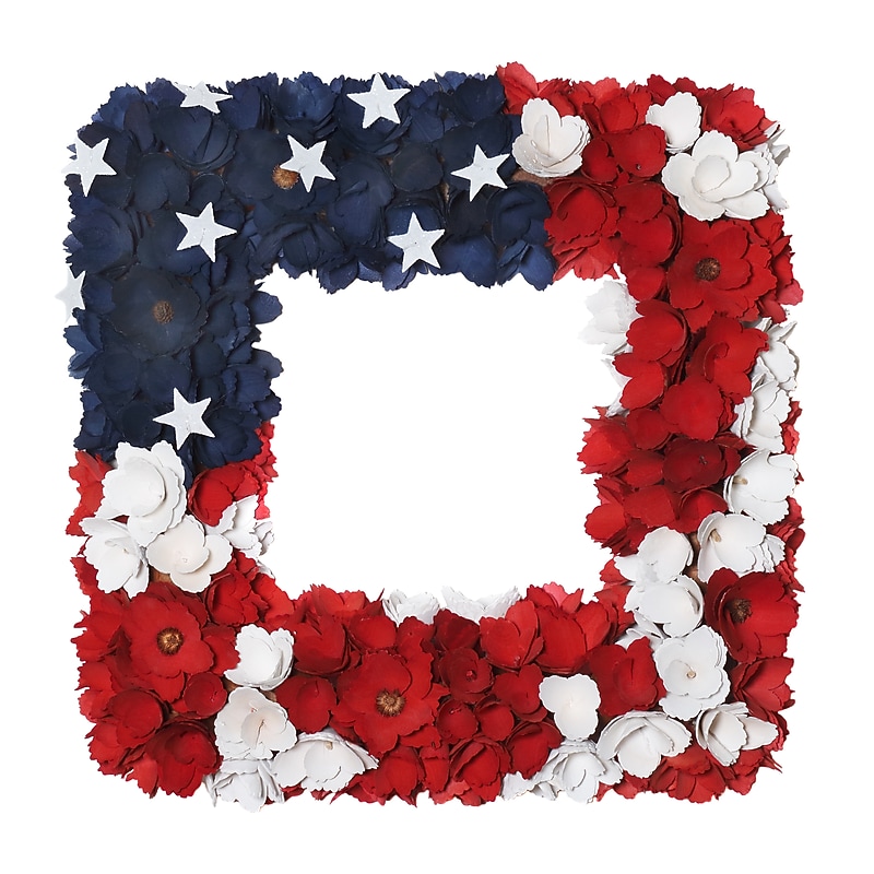 National Tree Company 18" Patriotic Square Shape Wreath (EG79-18B0437-1) image 1