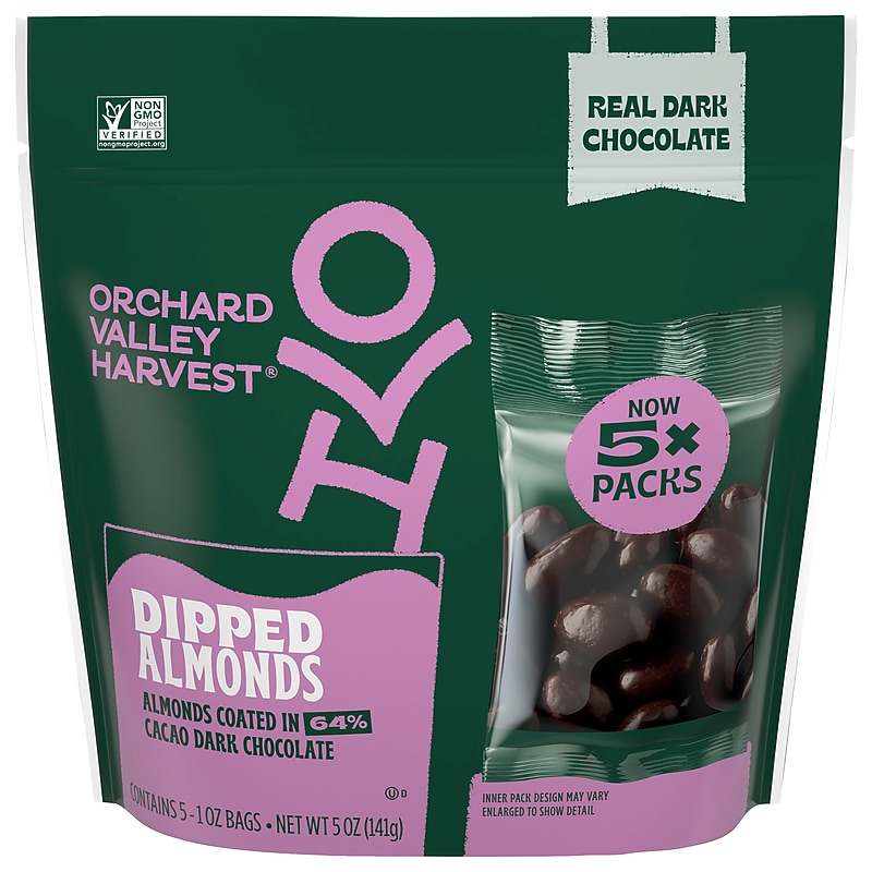Orchard Valley Harvest Chocolate Covered Dipped Almonds, 1 oz., 5 Packets/Bag (JOH14123) image 1