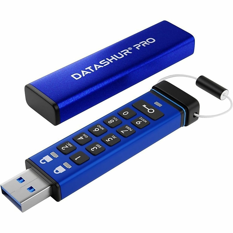 iStorage datAshur PRO 4GB USB 3.2 Gen 1 Type-A Encrypted Flash Drive, Blue (IS-FL-DA3-256-4) image 1