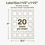 Avery Square Laser/Inkjet Multipurpose Labels, 1-1/2" x 1-1/2", Off-White (160/Pack)~#|#~AF97BD42-C799-4347-B5BBA81B50E4B6C5_sc7