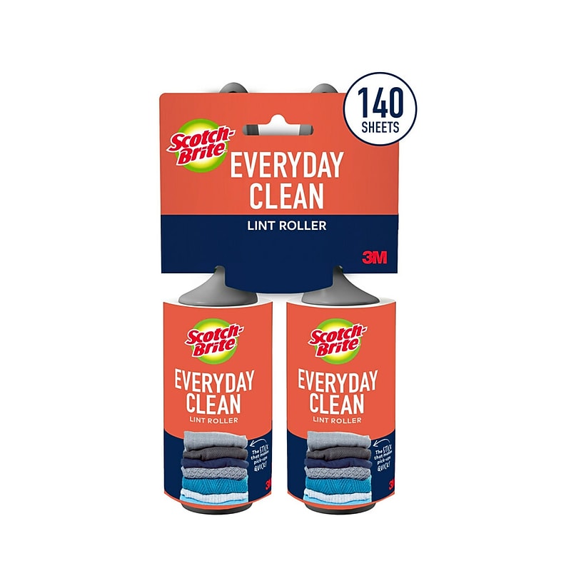 Scotch-Brite Everyday Clean Lint Remover, White, 70 Sheets/Roll, 2 Rolls/Pack (836RS-70TP/60TP) image 1