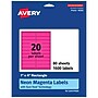Avery Rectangle Laser/Inkjet Multipurpose Labels, 1" x 4", Neon Magenta (1600/Box)~#|#~AFA68A04-CC04-4E57-B123E9335DAAEA05_sc7