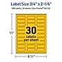 Avery Laser/Inkjet Rectangle Multipurpose Labels, 0.75" x 2.25", Bright Yellow, 300/Pack (94216)~#|#~AFA77C3C-D39B-4258-912AB9719E21BF0F_sc7